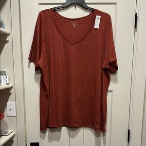 Lane Bryant V-Neck T-Shirt in Rust